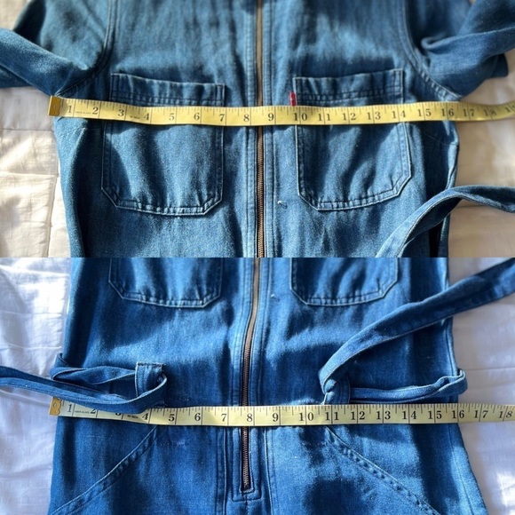 ⚡️ Levi’s Alix Medium Wash Tie-Waist Cropped Jumpsuit XS The Flash - Picture 12 of 16
